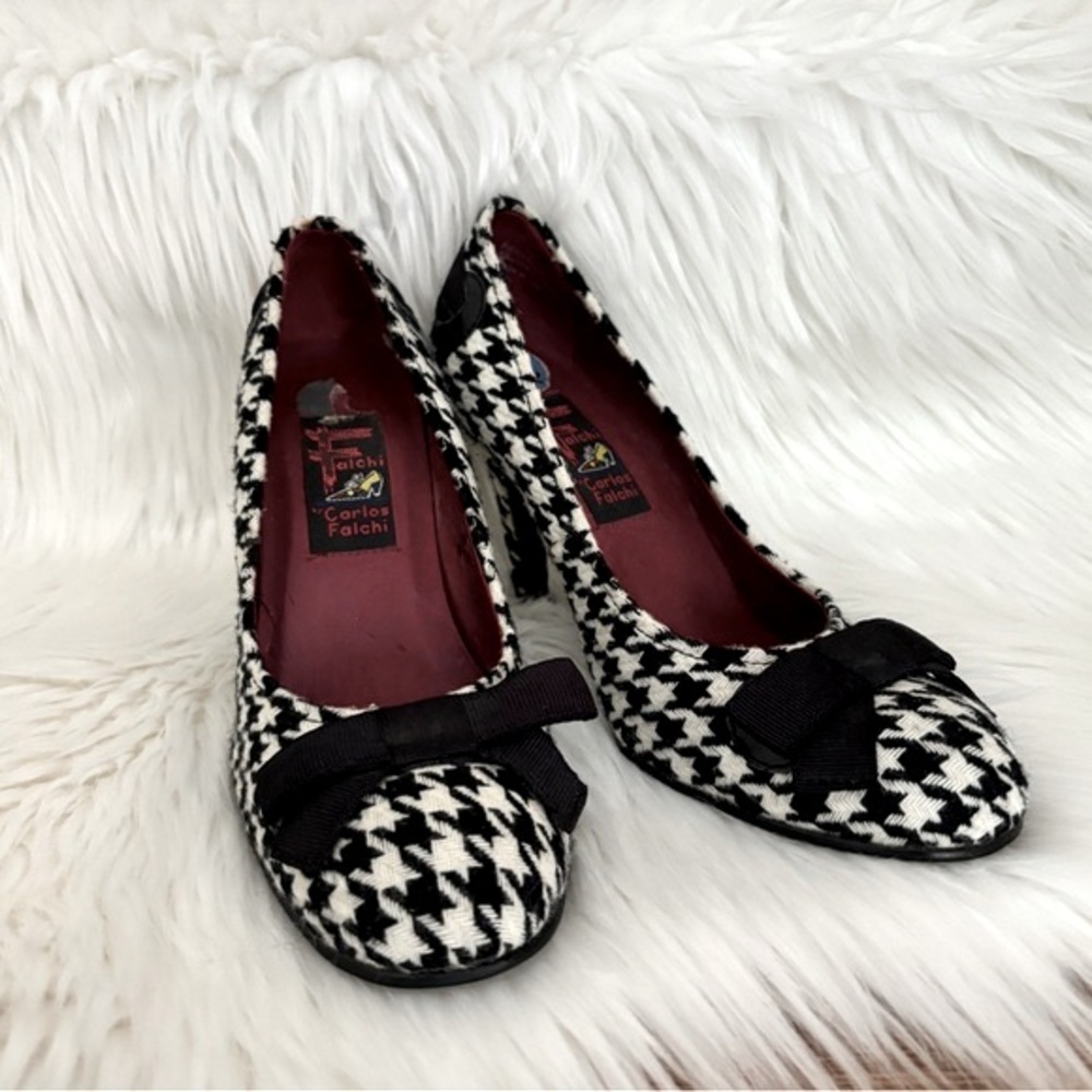Carlos Falchi Houndstooth Heels